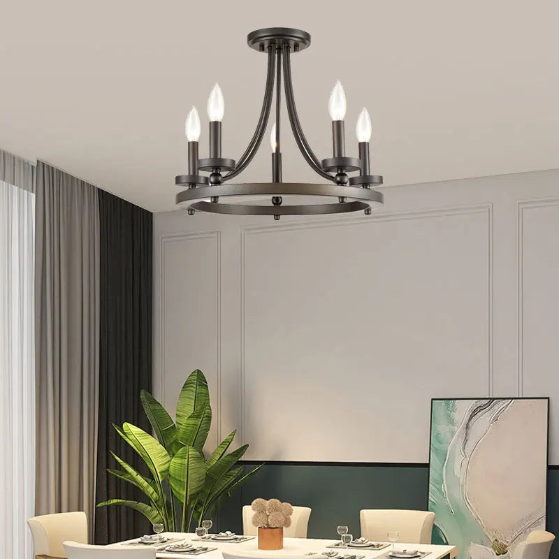 lustre américain en fer avec bougies simple personnalité rétro - vue 3 sur 7