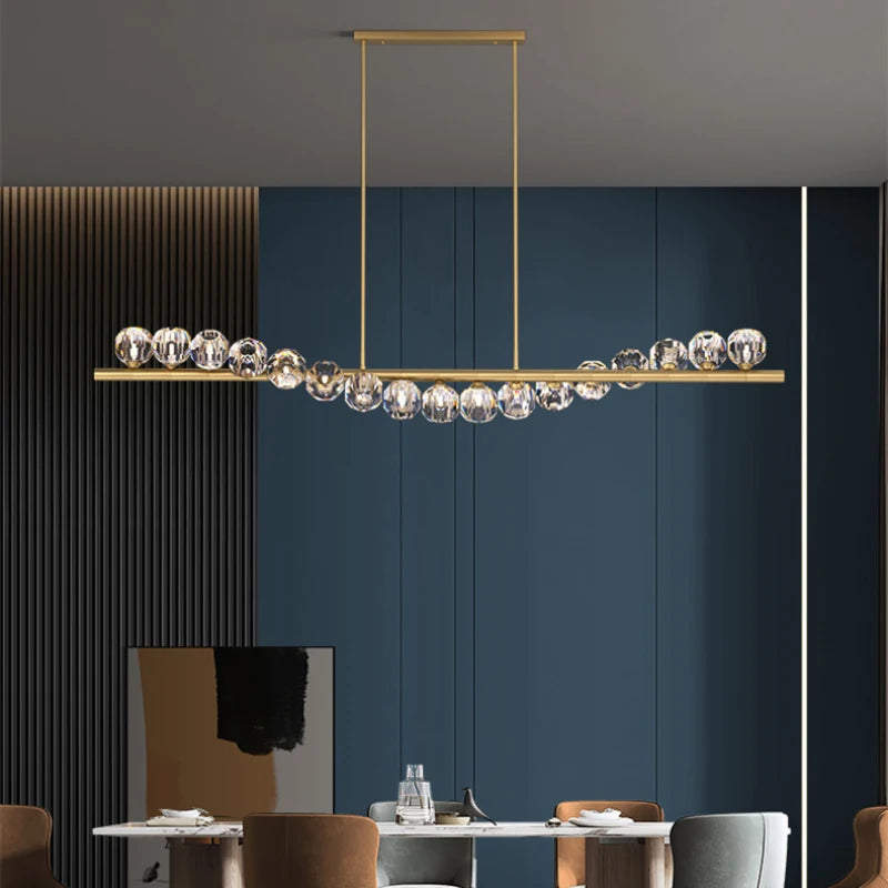lustre moderne en cristal cuivre avec éclairage réglable - vue 2 sur 6