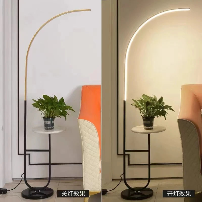 lampe de sol double plateau marbre éclairage décoratif protection des yeux - vue 4 sur 7