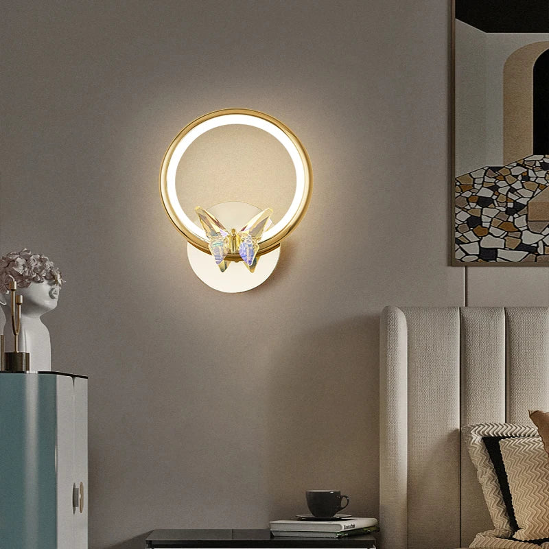applique murale led en cristal motif papillon montage en surface - vue 5 sur 19