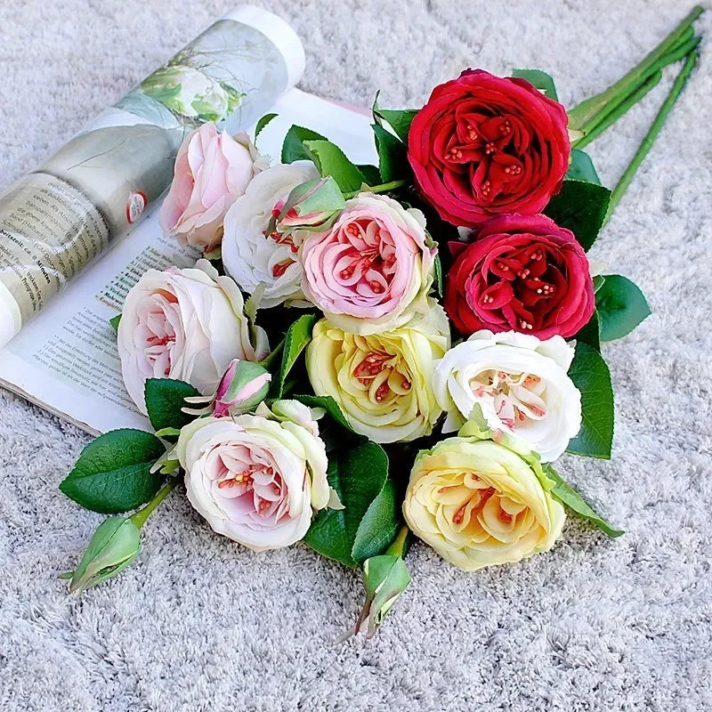 fleurs artificielles roses blanches décoratives pour toutes occasions