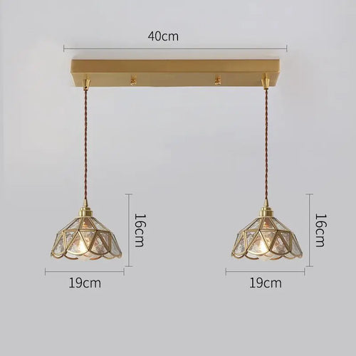 Nordische LED-Pendelleuchte aus Glas und goldenem Körper - vue 21 sur 20