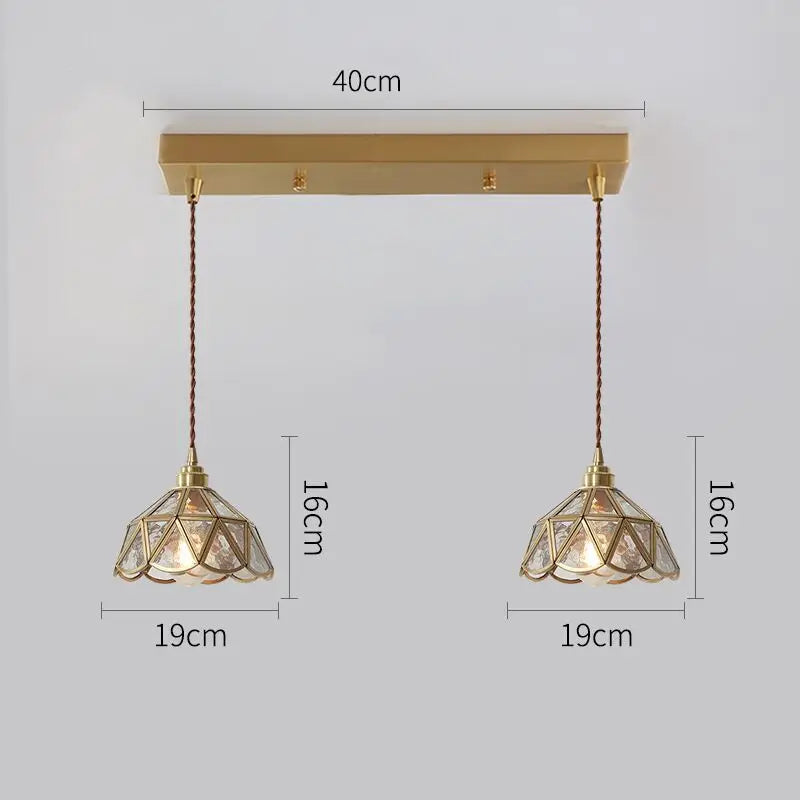 Nordische LED-Pendelleuchte aus Glas und goldenem Körper - vue 20 sur 20