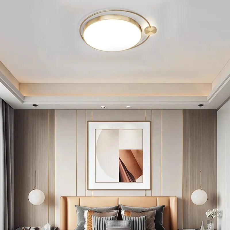lustre de mode 	 en laiton avec led - vue 3 sur 8