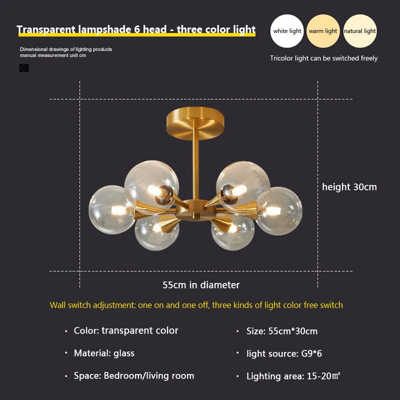 lustre moderne en verre pour un éclairage décoratif intérieur