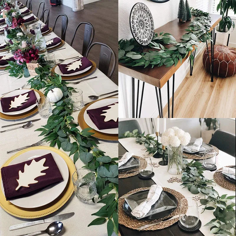 guirlande artificielle en faux eucalyptus pour décoration festive - vue 8 sur 7