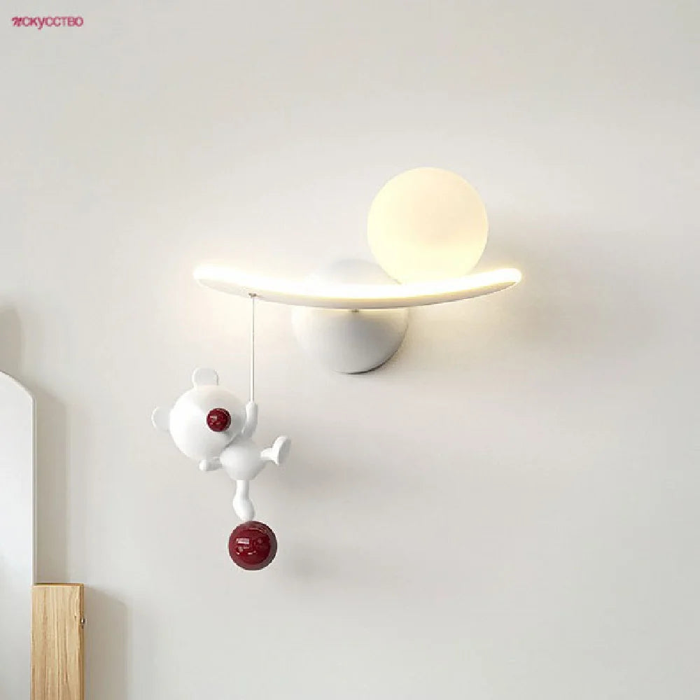 applique murale ours et lune en métal pour décoration intérieure - vue 2 sur 9