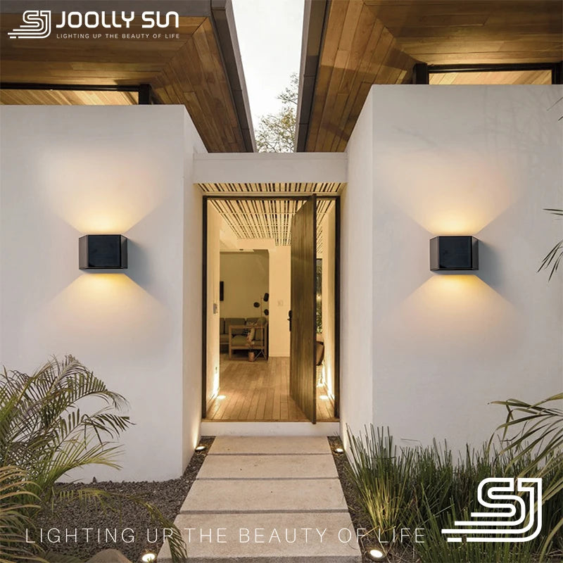 JoollySun Applique murale solaire sans fil lumière extérieure appliques murales LED pour Garage cour jardin haut et bas lampe alimentée par la lumière du soleil - vue 7 sur 7