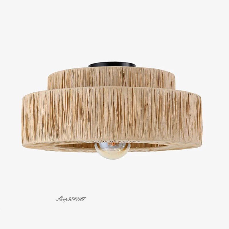 lustre en rotin style japonais fait à la main créatif - vue 4 sur 17