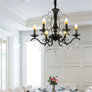 lustre en fer forgé avec suspensions en cristal pour intérieur élégant