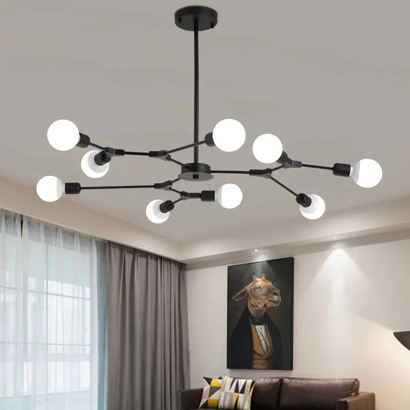 lustre moderne spoutnik satellite lampe suspendue 3 6 9 branches - vue 5 sur 12