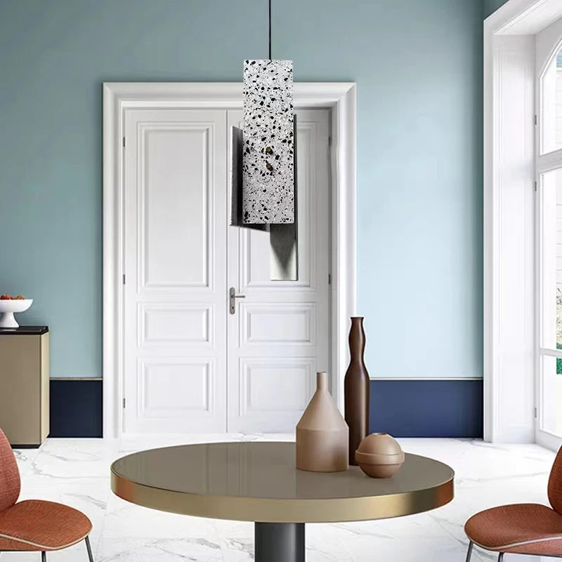 Verstellbare Art-déco-Pendelleuchte aus Terrazzo für ein elegantes Interieur - vue 4 sur 9
