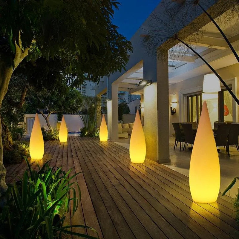 Éclairage solaire paysage RGB conception de gouttelettes d'eau étanche avec télécommande pour porche décorations de jardin lumières Led solaires extérieures