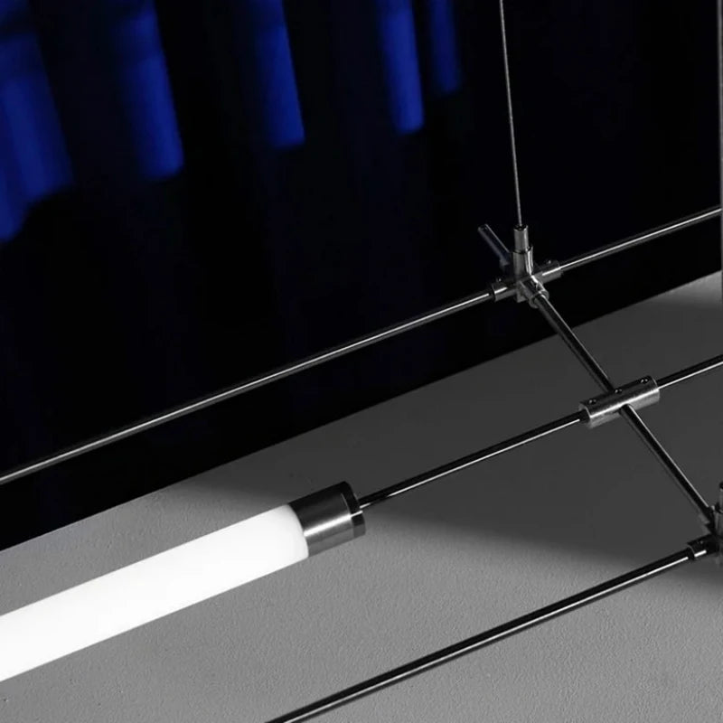Industrieller LED-Kronleuchter extralang für Bar Studio Büro - vue 6 sur 8