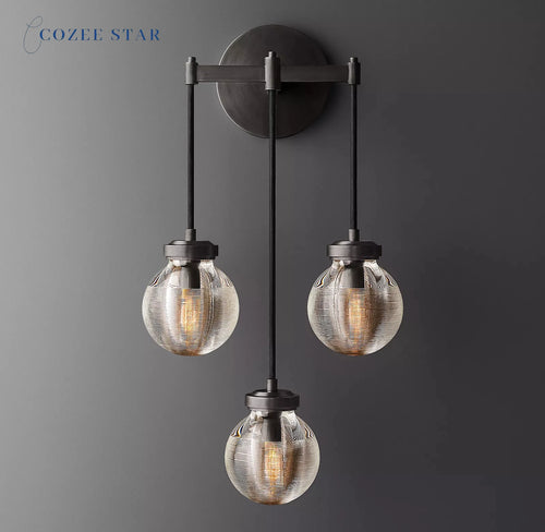Perle Triple Wandleuchte modern retro LED Messing Chrom Schwarz Kristall für Wohnzimmer Schlafzimmer Arbeitszimmer - vue 3 sur 5