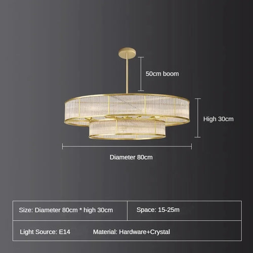 lustre en cristal rétro circulaire design pour décoration intérieure