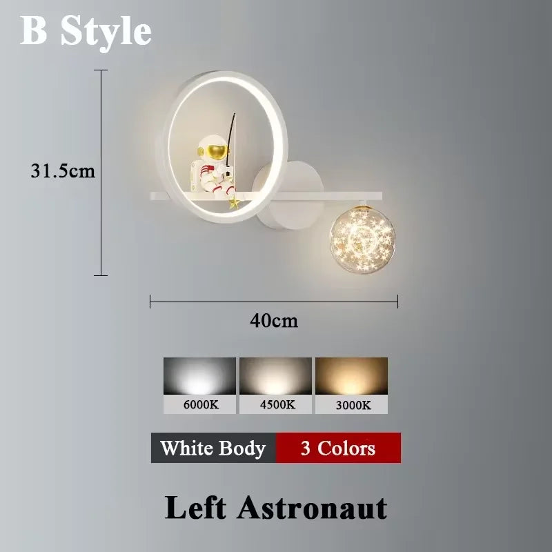 applique murale led créative lune astronaute décoration pour enfant - vue 18 sur 23