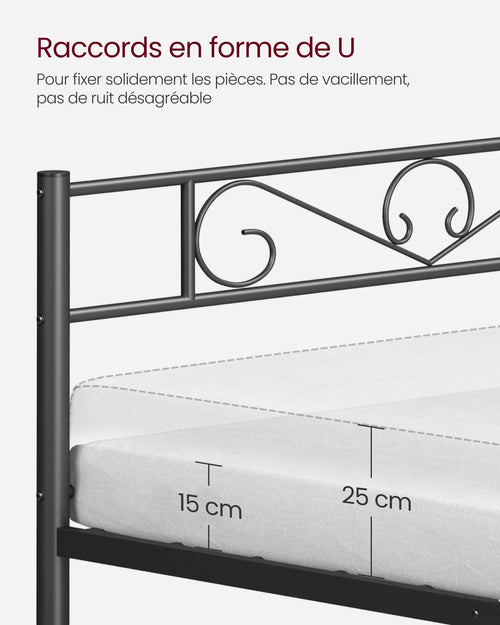 VASAGLE Single Bed Frame, Metal Bed Frame, Fits 90 x 190 cm Mattress, Easy Assembly, for Small Spaces, Guest Room - vue 6 sur 8