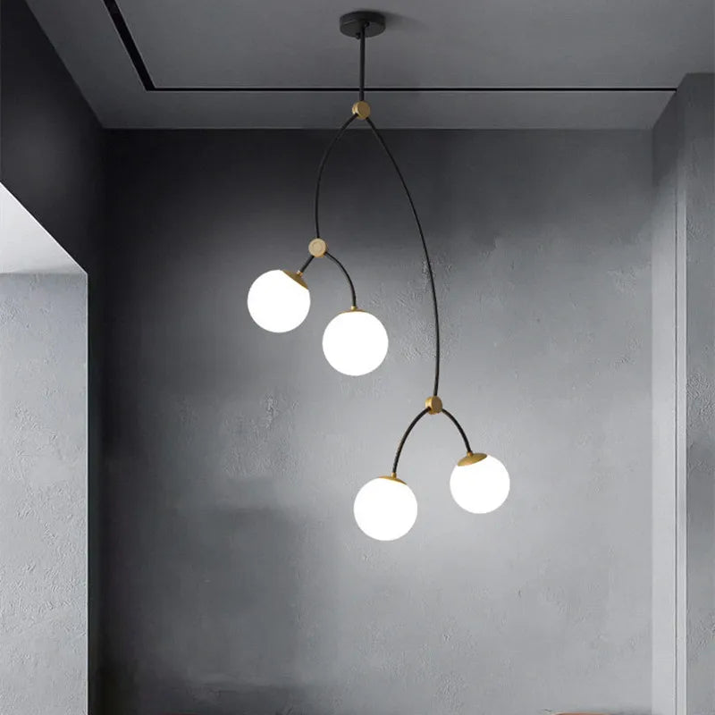 Nordischer Kronleuchter minimalistisches modernes Design mit eleganter Molekularstruktur - vue 6 sur 12