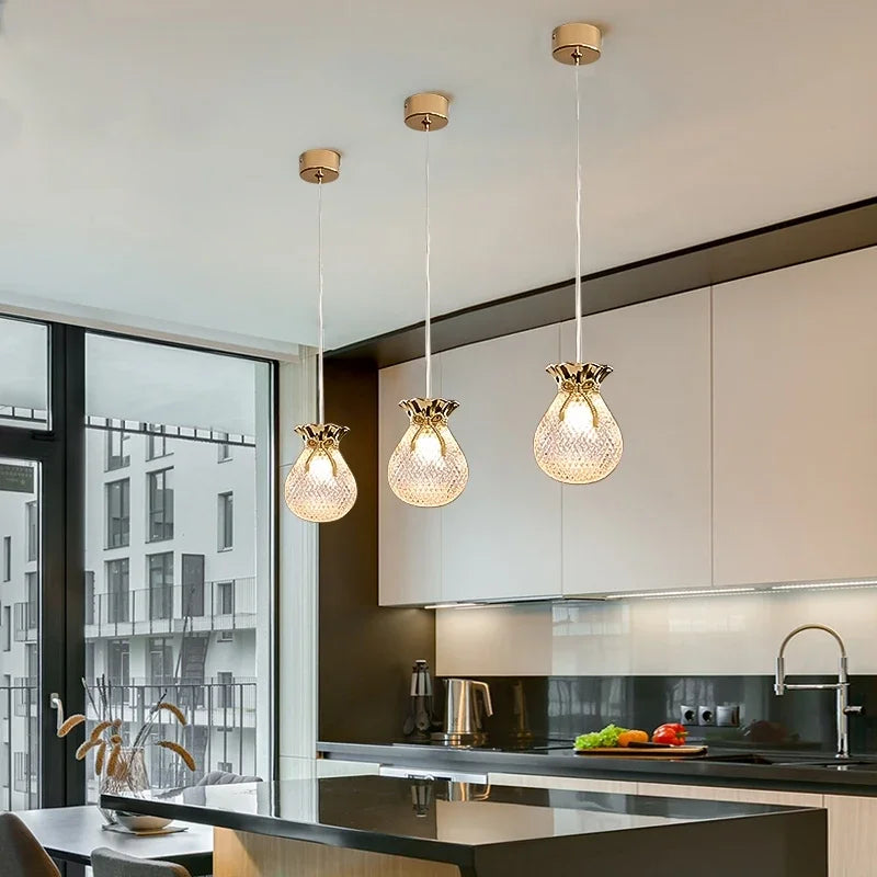 suspension Nordique comptoir allée salle à manger fenêtre chambre moderne Simple luxe sac petit LED - vue 6 sur 15