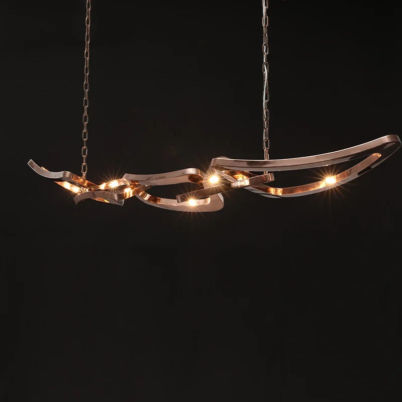 lustre de luxe en acier inoxydable pour bar et restaurant - vue 4 sur 5