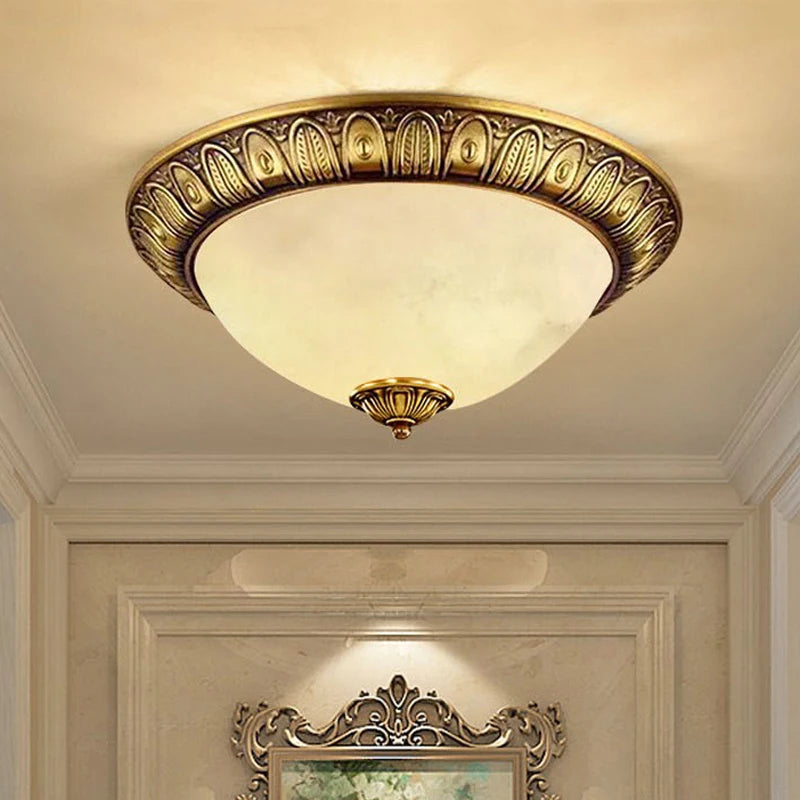 plafonnier led vintage europe sculpter en cuivre espagnol marbre - vue 5 sur 8