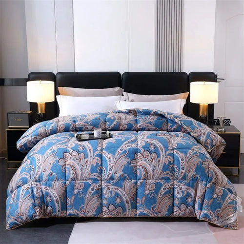 New 95 printed hotel down quilt thickened warm white goose down winter quilt , easy temperature locking - vue 5 sur 6