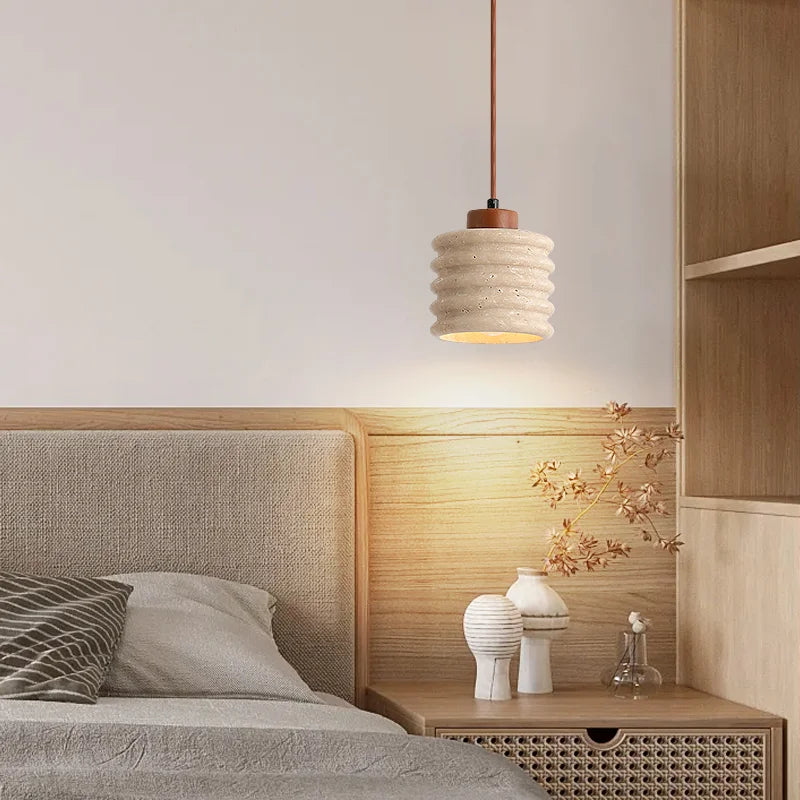Retro-Pendelleuchte aus Naturstein mit LED für stilvolle Inneneinrichtung - vue 4 sur 6