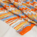 plaid boheme tisse a carreaux avec pompons doux