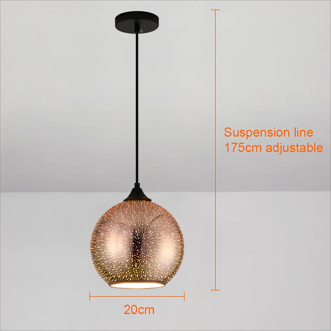 lustre 3d en verre effet feu d'artifice led pour restaurant - vue 6 sur 9