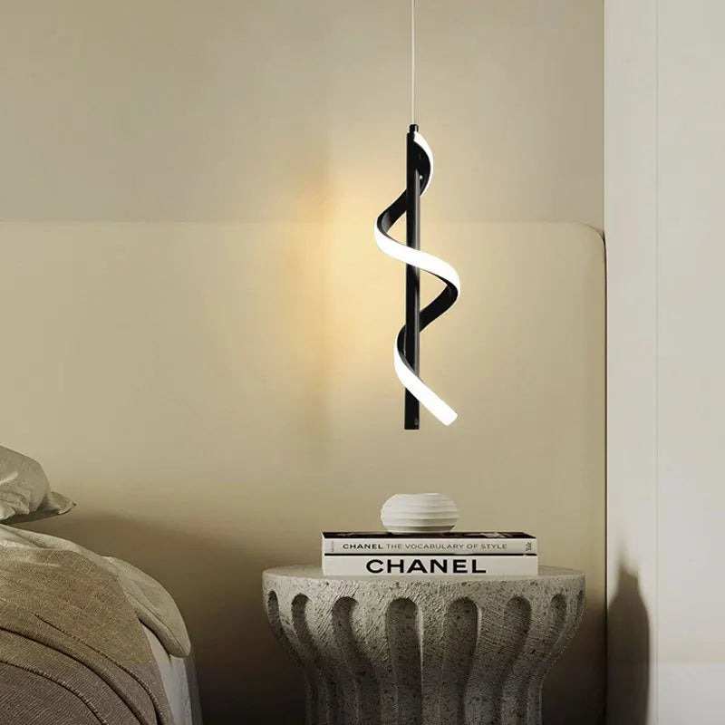 suspension led modernes avec long câble spirale