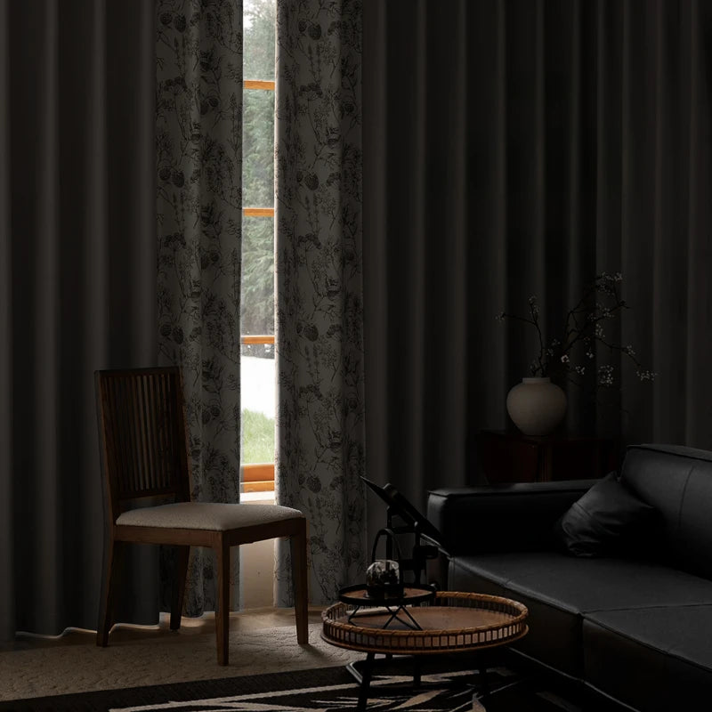 Rideau floral style chinois occultation partielle pour salon - vue 6 sur 9