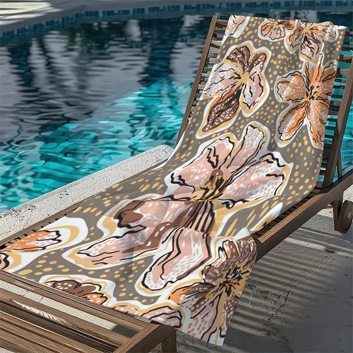 Serviette de plage vintage florale microfibre sechage rapide - vue 3 sur 6