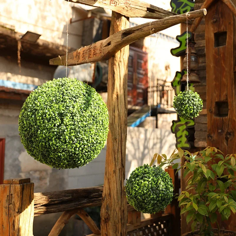 boule décorative en gazon artificiel pour jardin mariage et balcon - vue 4 sur 10