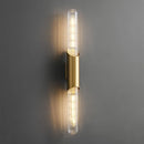 Minimalistische Wandleuchte aus Messing mit Klarglas