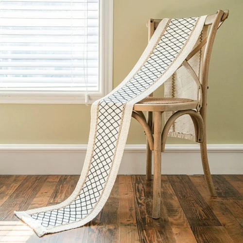 Chemin de table bohème macramé beige pompons mariage - vue 8 sur 7