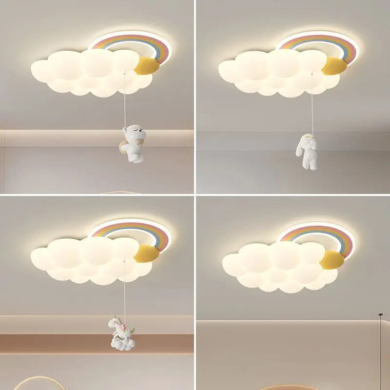 lustre arc-en-ciel nuage avec cheval lapin ours pour enfants - vue 7 sur 10