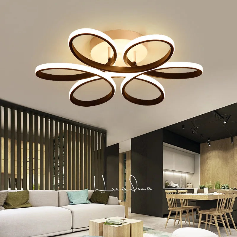 lustre moderne nordique led télécommande en forme de fleur - vue 6 sur 9