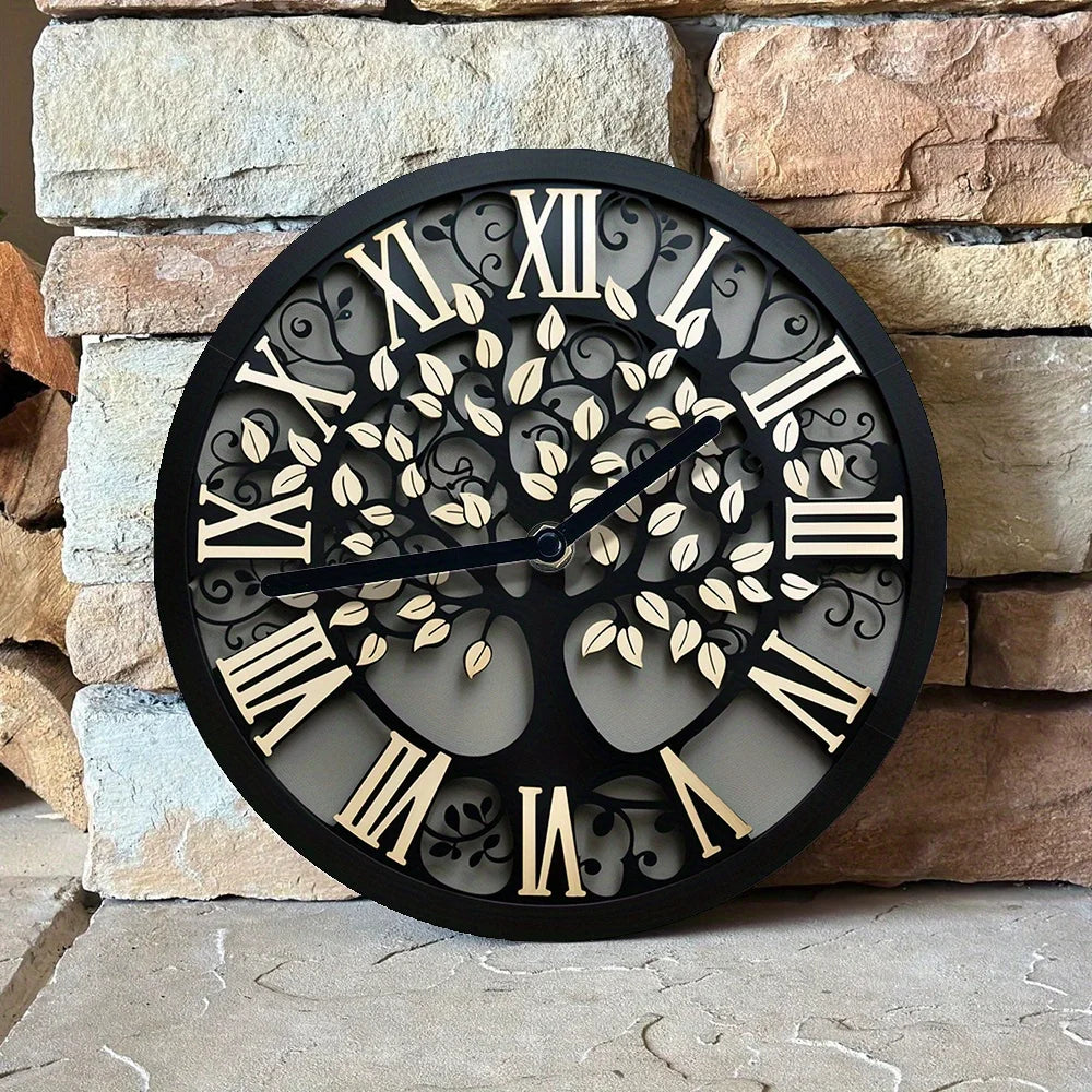 Elegant 8X8" Tree of Life Aluminum Wall Clock - Silent, Diy Decor for Bedroom & Valentine'S Day Clocks Wall Home Decor