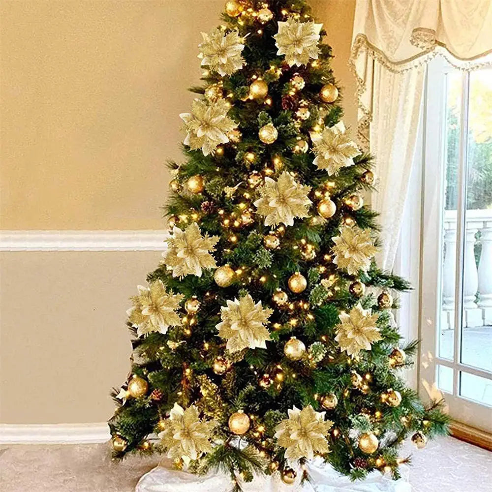 décoration suspendue fleur pailletée pour arbre de noël - vue 4 sur 34