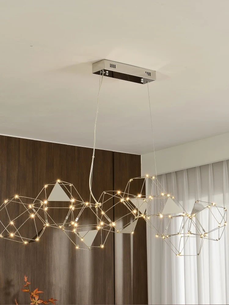 Polygonaler Firefly-Kronleuchter im nordischen Design aus Edelstahl - vue 5 sur 22