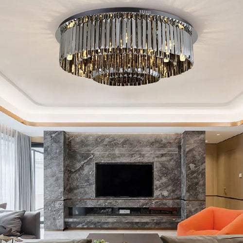 plafonnier led de luxe en cristal rond moderne - vue 4 sur 9
