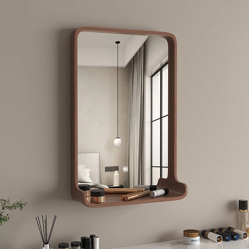 miroir en bois massif avec éclairage led et fixation murale - vue 3 sur 29