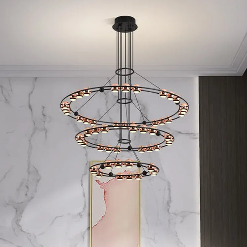 Moderner LED-Kronleuchter in Bohnenform für luxuriöses Wohnzimmer - vue 4 sur 13