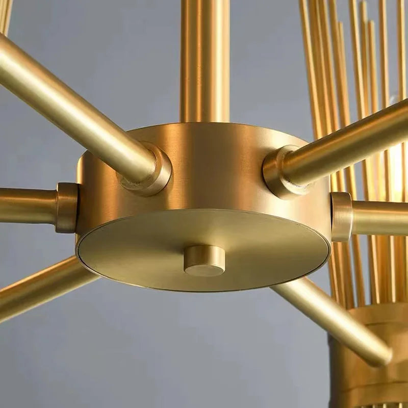 lustre en cuivre plein led créatif suspendu pour décoration maison - vue 7 sur 16