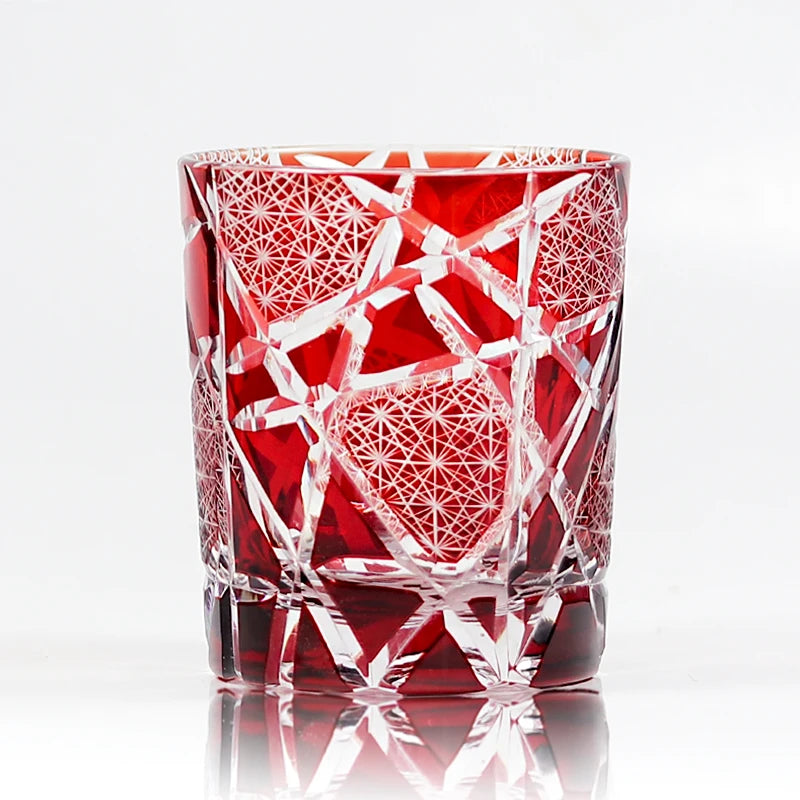 Verre whisky edo kiriko gravé motifs japonais artisanal