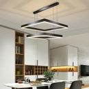 Lustre Led carré moderne pour salon salle à manger chambre cuisine noir Rectangle Led plafonnier suspension lampe