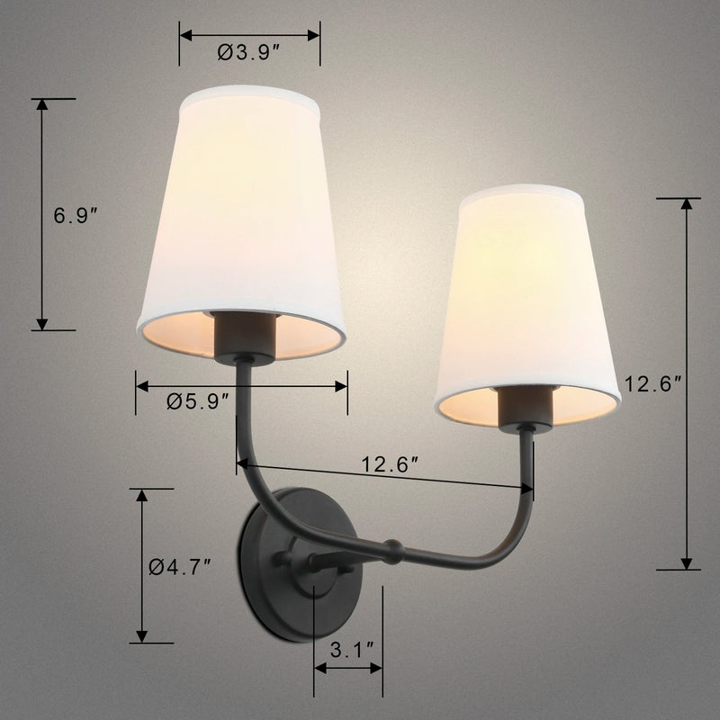 applique double vintage avec entonnoir évasé et abat-jour en lin