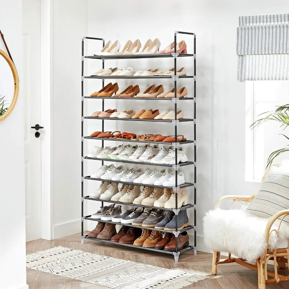 étagère à chaussures sur pied à 10 niveaux grande capacité pour rangement - vue 5 sur 9