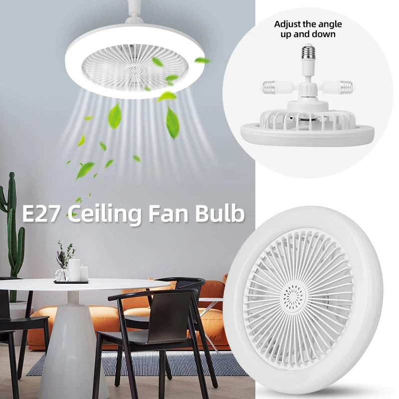 Fan Luster Silent Ceiling Fan Light with Remote Lamp E27 Control Bedroom Living, Home Lighting Source, Ac85-265v  Ceiling Fan - vue 7 sur 8